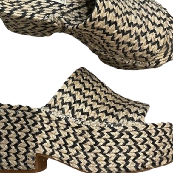 Zara Yute Mia Platform Slide Sandals Black and Beige  New - Picture 9 of 13